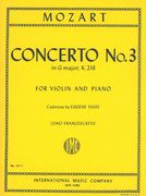 Concerto No. 3 In G, K. 216 : For Violin And Orchestra - Piano Reduction.