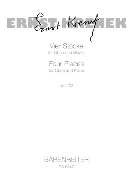 Vier Stuecke, Op. 193 : For Oboe & Piano.