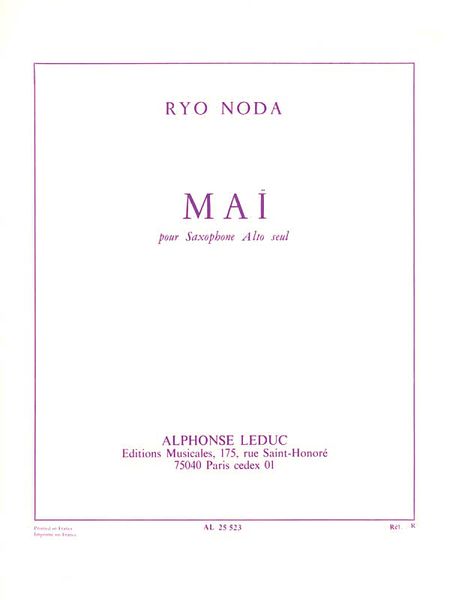 Mai : For Alto Saxophone Solo.