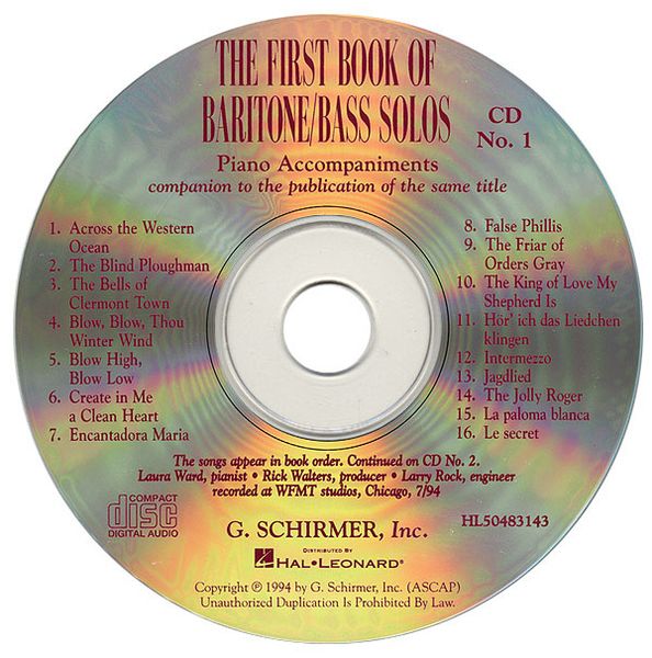 First Book Of Baritone/Bass Solos : CD Only / Ed. by Joan Frey Boytim.