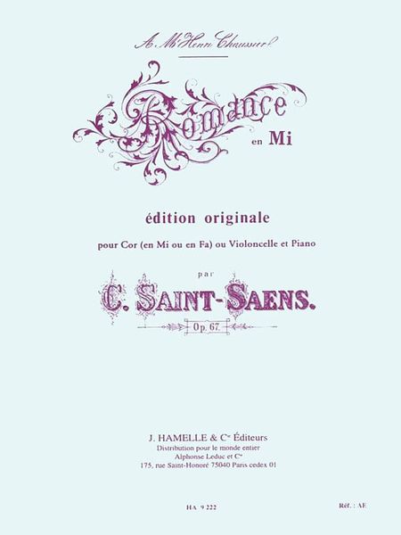 Romance Op. 67 : For Horn Or Cello And Piano.