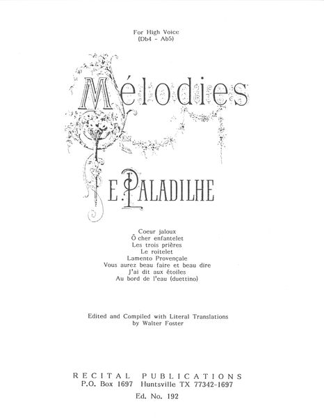 Huit Melodies. Seven For High Voice.