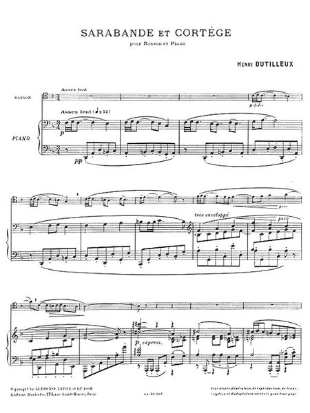 Sarabande Et Cortege : Pour Basson Et Piano.