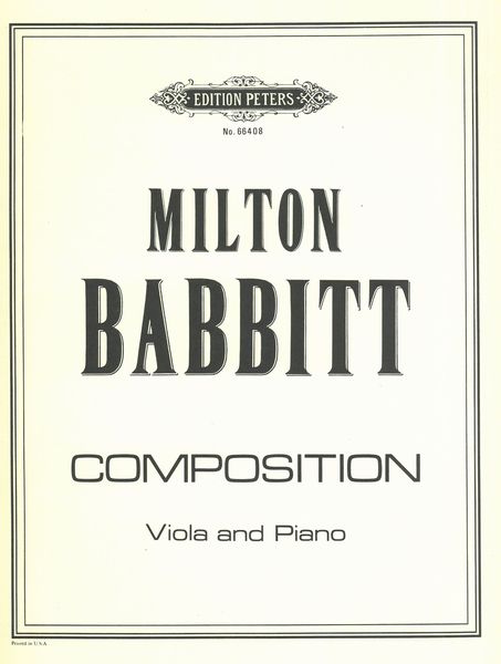 Composition : For Viola and Piano.