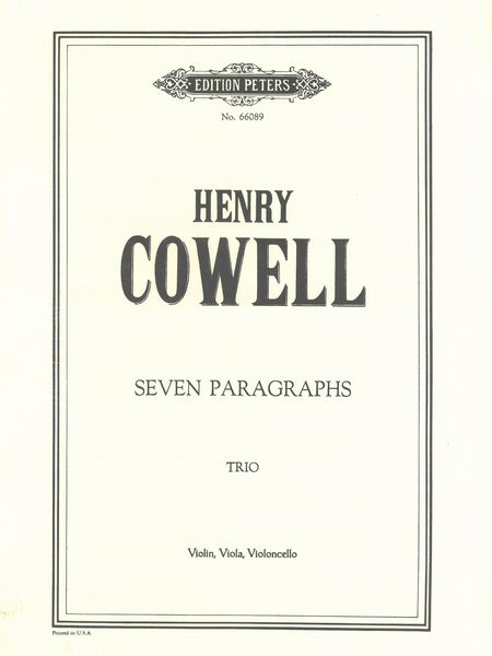 Seven Paragraphs : For Violin, Viola, and Cello.