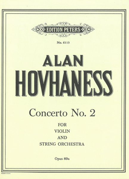 Concerto No. 2, Op. 89a : For Violin Solo and String Orchestra.