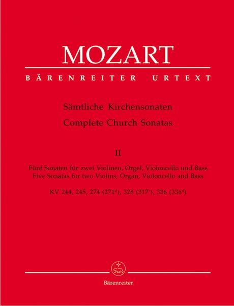 Sämtliche Kirchensonaten, Vol. 2 : Five Sonatas For Two Violins, Organ, Cello and Bass.