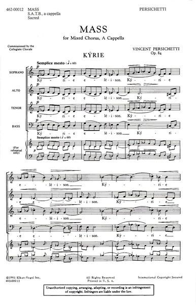 Mass : For Mixed Chorus A Capella.