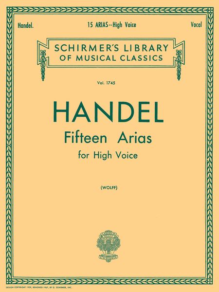 Fifteen Arias : For High Voice (I) (E).