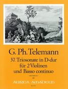 Trio Sonate In D Major, No. 37 : TWV 42:D13 : For 2 Violins and Basso Continuo / Ed. Bernhard Pauler