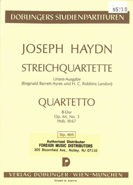 Quartetto Op. 64/3, B-Dur, Hob. III:67.