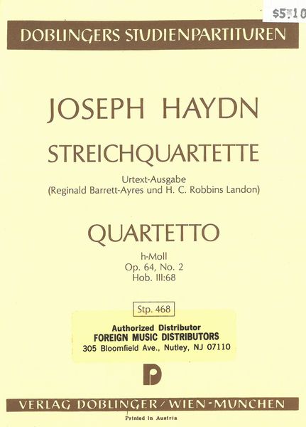 Quartetto Op. 64/2 H-Moll, Hob. III:68.