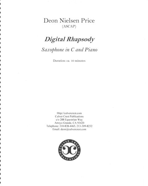 Digital Rhapsody : For Alto Saxophone and Piano (1981).