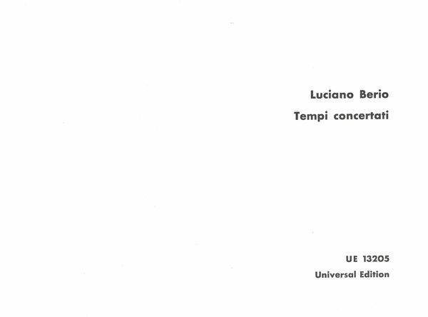 Tempi Concertati : For Principal Flute, Violin, Due Pianoforte Ed Altri Strumenti.