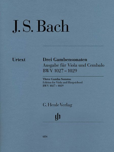 Three Gamba Sonatas In G, D, G Minor, BWV 1027-1029 : Edition For Viola and Harpsichord.