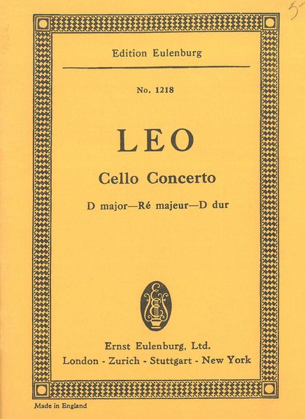 Concerto : For Violoncello, Strings and Basso Continuo.