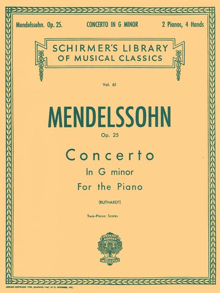 Concerto No. 1 In G Minor, Op. 25 : reduction For 2 Pianos, 4 Hands.
