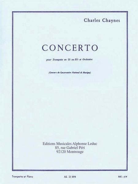 Concerto : For Trumpet and Orchestra - Piano reduction.
