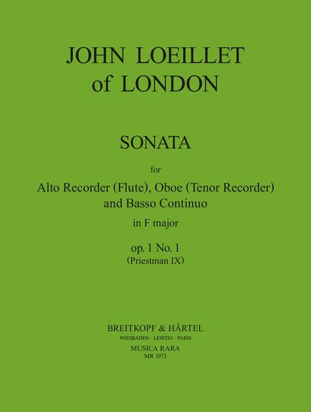 Sonata In F Major, Op. 1 No. 1 : For Treble Recorder, Oboe and Basso Continuo (Priestman IX).