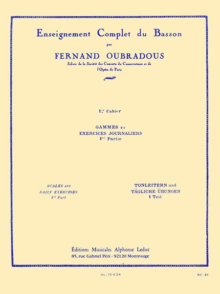 Gammes Et Exercises Journalieres, Vol. 1 : For Bassoon.