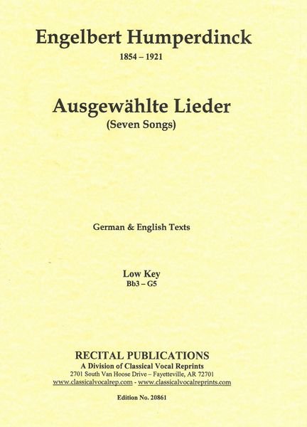 Sieben Ausgewaehlte Lieder : For Low Voice and Piano (German/English).