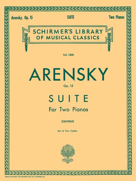 Suite No. 1, Op. 15 : For Two Pianos / edited by Oesterle.
