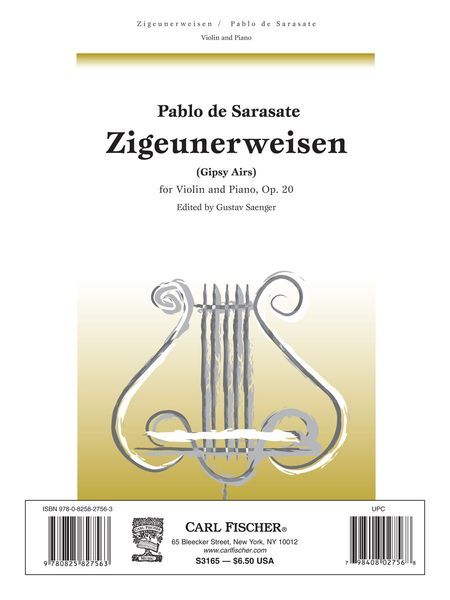 Zigeunerweisen, Op. 20 : For Violin and Orchestra, reduction For Violin and Piano.