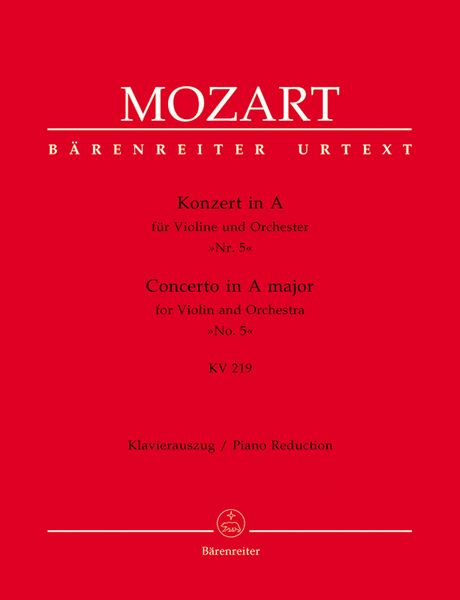 Concerto In A Major : For Violin and Orchestra, No. 5, K. 219 / Piano reduction by Martin Schelhaas.