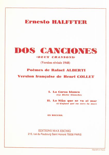 Dos Canciones : For Voice And Piano (Revised Version, 1948).