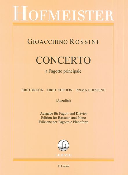 Concerto A Fagotto Principale : For Bassoon and Piano / First Edition by Sergio Azzolini.