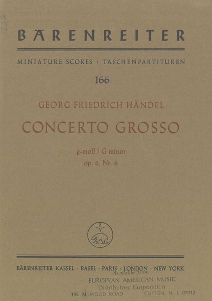 Concerto Grosso In G Minor, Op. 6, Nr. 6 HWV 324.