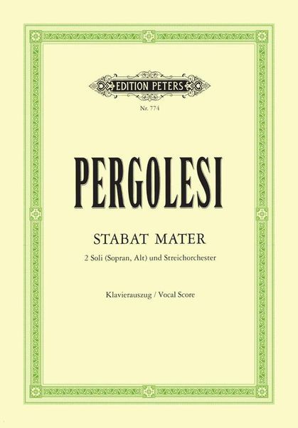 Stabat Mater : For SA Soli, SA Chorus, and Organ - Latin Text / ed. by Roesler.