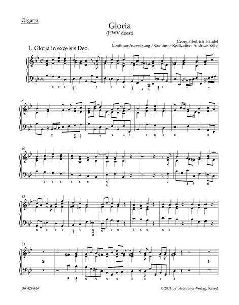 Gloria, Urtext Edition : Organ Part.