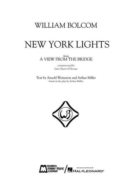 New York Lights (From A View From The Bridge) : For Tenor and Piano (1997-98).