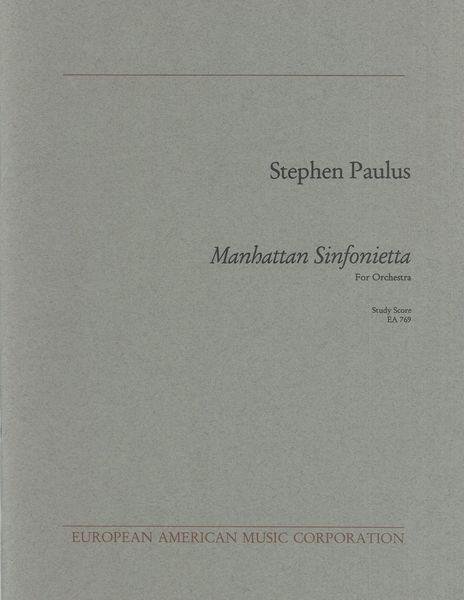 Manhattan Sinfonietta : For Orchestra.