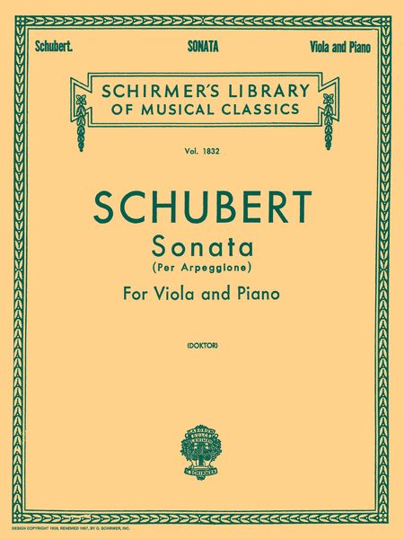 Sonata Per Arpeggione (Doktor) : For Viola and Piano.