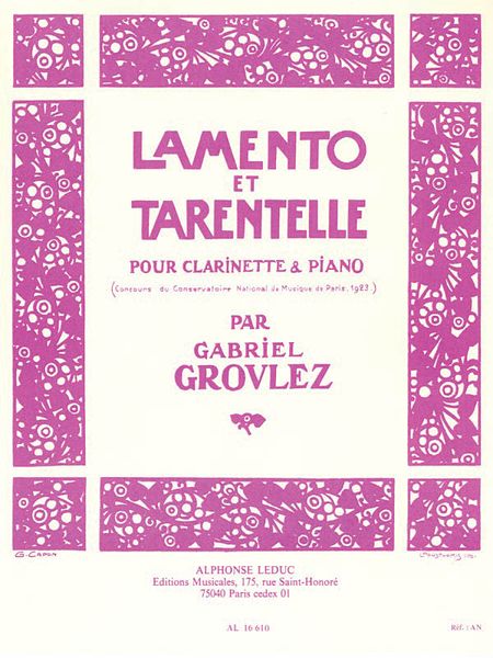 Lamento Et Tarantelle : For Clarinet and Piano.