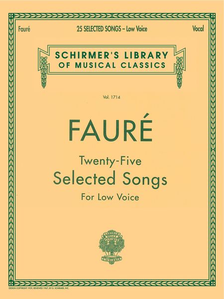 25 Selected Songs (French/English) : For Low Voice & Piano.