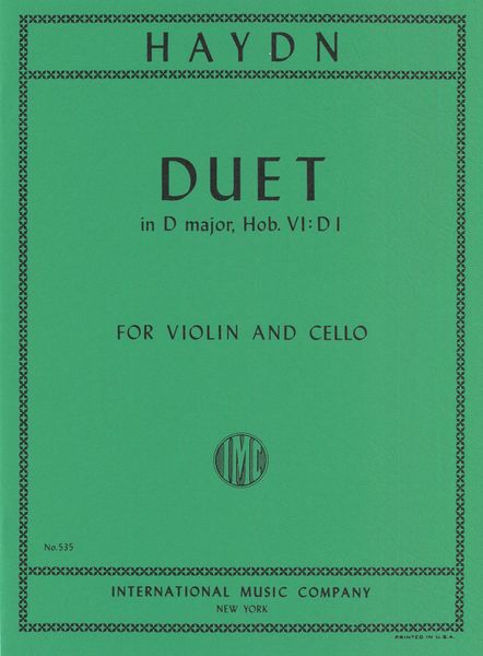 Duet In D Major : For Violin and Violoncello.