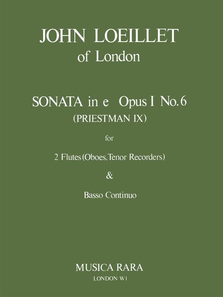 Sonata In E Minor, Op. 1/6 : For Two Recorders and Continuo.