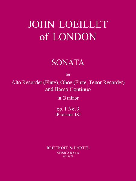Sonata In G Minor, Op. 1/3 : For Recorder, Oboe and Continuo.