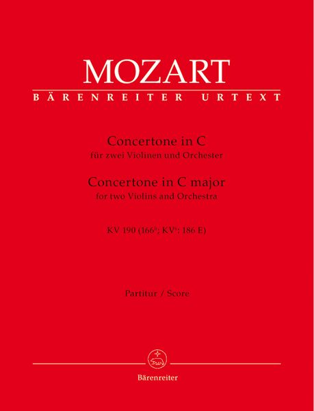 Concertone In C Major, K. 190 (166b; Kv6:186 E) : For Two Violins and Orchestra / Ed. C.H. Mahling.