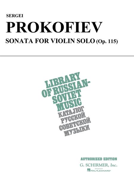 Sonata, Op. 115 : For Violin Solo.