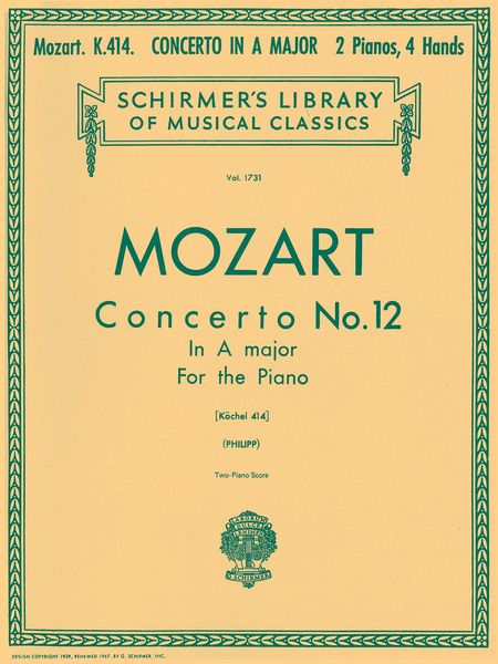 Concerto No. 12 In A Major, K. 414 : For Piano and Orchestra - reduction For 2 Pianos.