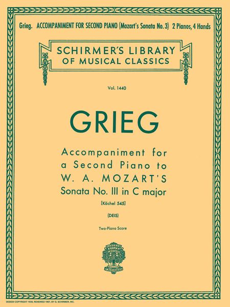 Accompaniment For A Second Piano To Mozart Sonata K545.