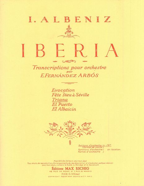 Iberia, Triana (No. 3 From Iberia) / Orchestration De Enrique Fernandez-Arbos.