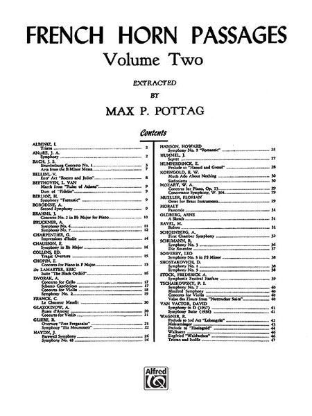 French Horn Passages, Vol. 2 / compiled by Max Pottag.