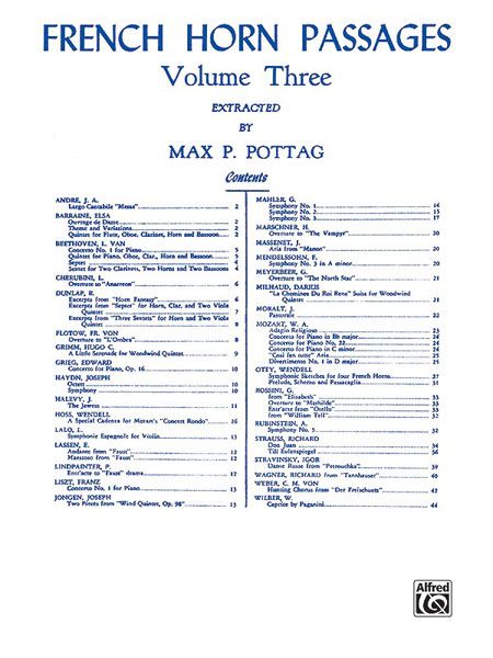 French Horn Passages, Vol. 3 / compiled by Max Pottag.