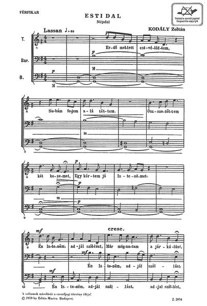 Evening Song = Esti Dal : For Tbb Chorus.