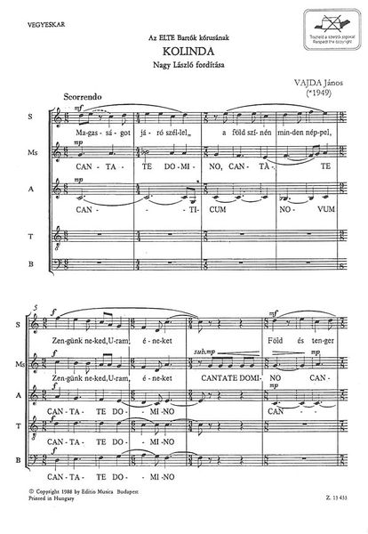 Kolinda : For SSATB Chorus.